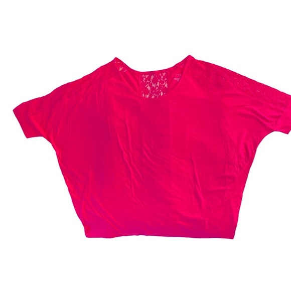 Lane Bryant Deep Pink Lace Batwing Dolman Short Sleeve Top (Plus Size 18/20) - Picture 2 of 10